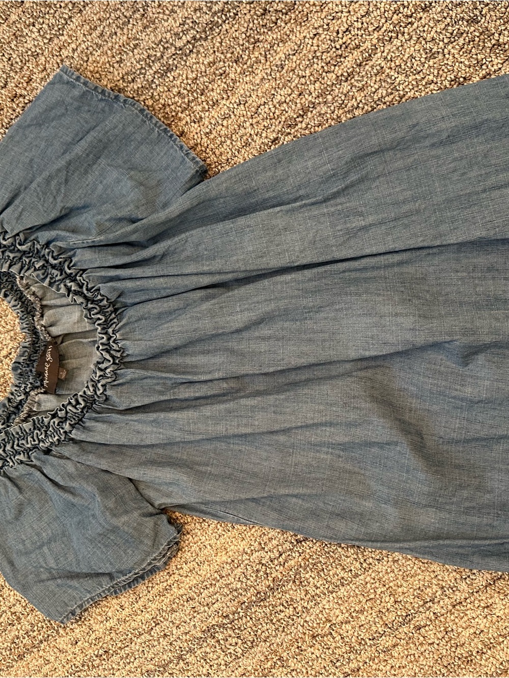 Michael Stars Chambray Smocked Neck Tunic - Denim Blue